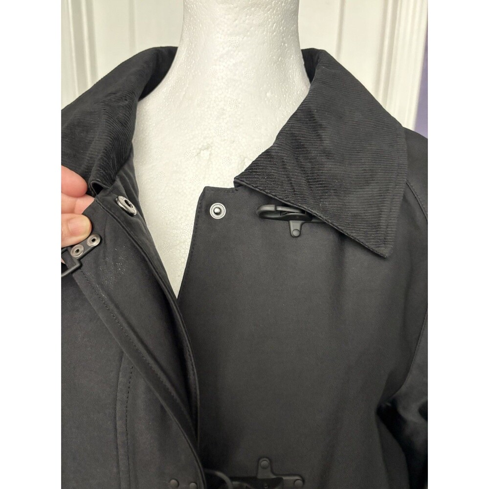 NWT Tahari Taylor Black Barn Jacket Corduroy Collar Toggle Snap Women's Coat L - Picture 14 of 16